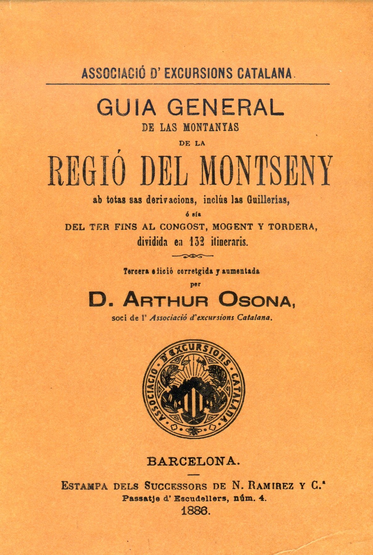 Guia general de las montanyas de la regió del Montseny ab totas sas derivacions, inclús las Guillerías, del Ter fins al Congost, Mogent y Tordera, dividida en 132 itineraris y un apéndice - Portada
